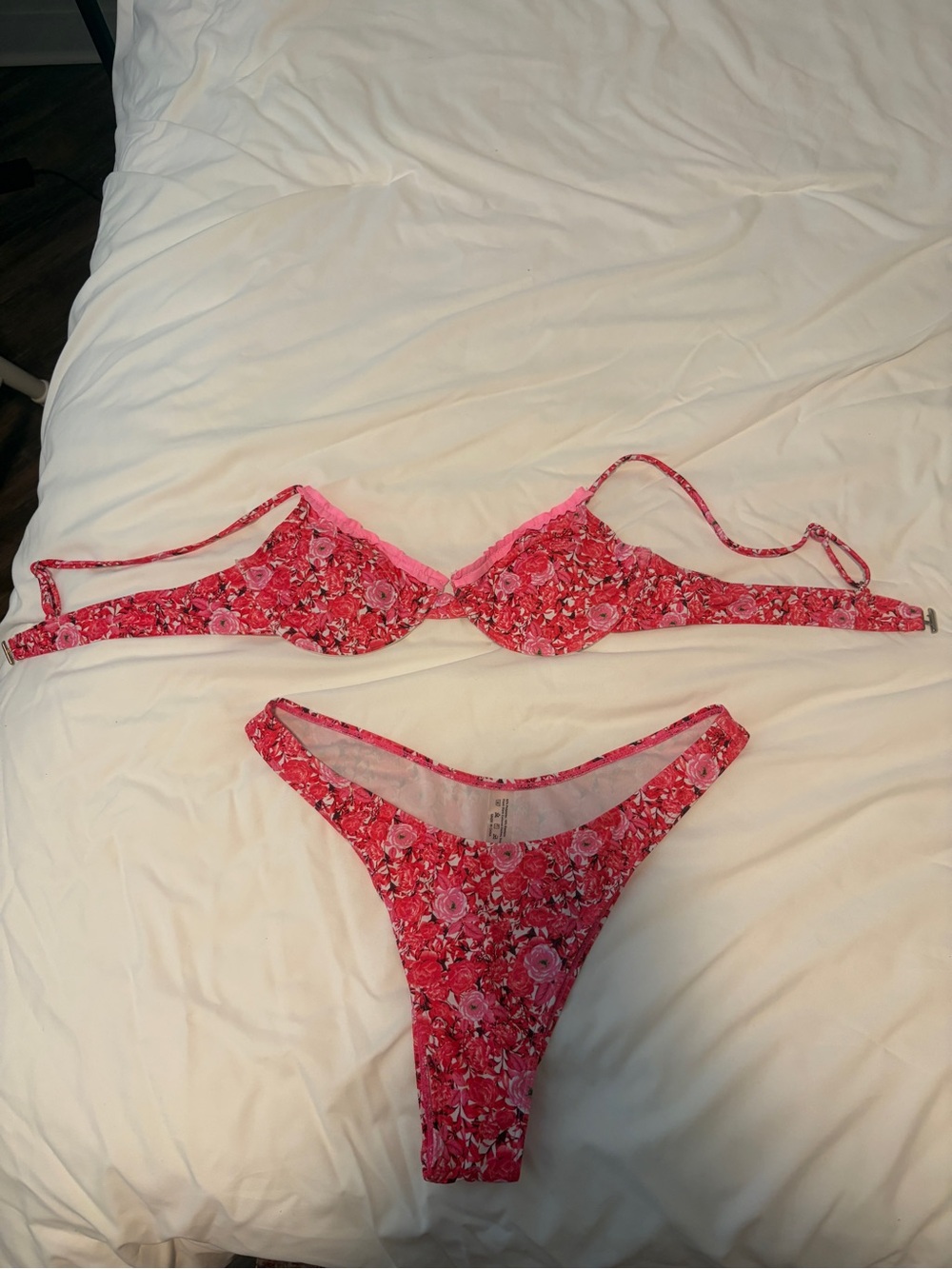 SHEIN Floral Pink Two-Piece Bikini Set Size Large